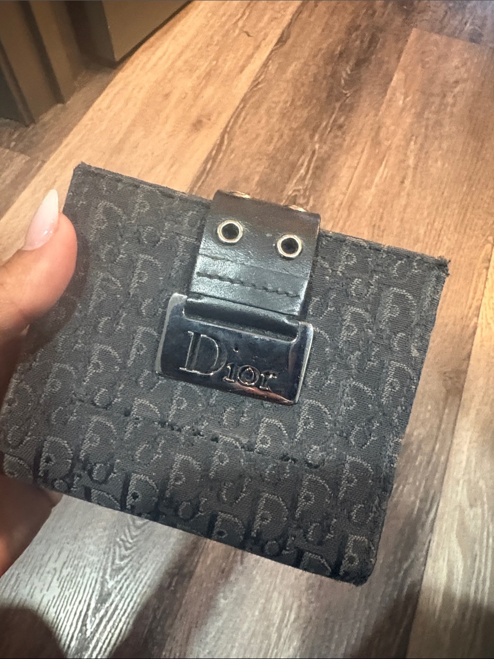 Vintage Dior Black Monogram Canvas Snap Wallet